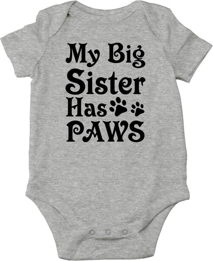 My Big Sister Has Paws Baby Bodysuit Cute Newborn Girl Outfits Funny Romper Baby Boy Clothes