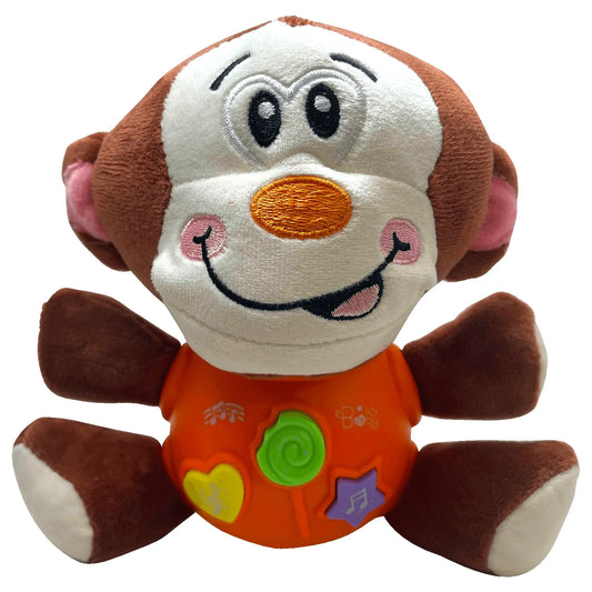 Plush Monkey Baby Toys - Musical Stuffed Animals Light-Up Button, 12 Nursery Rhyme & Sound Effects - Soft Learning Toy for 3 Months & Olds Infants, Babies & Toddlers