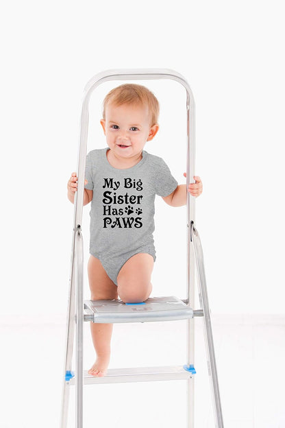 My Big Sister Has Paws Baby Bodysuit Cute Newborn Girl Outfits Funny Romper Baby Boy Clothes