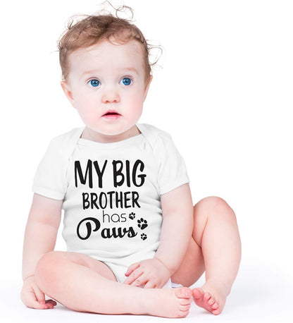 My Big Brother Has Paws Baby Bodysuit Funny Newborn Outfit Cut Boy Girl Infant Clothes Romper