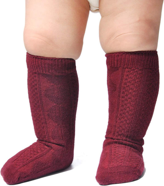 Unisex-Baby Seamless Ribbed/Cable Knit Knee High Socks (Pack of 3/6)