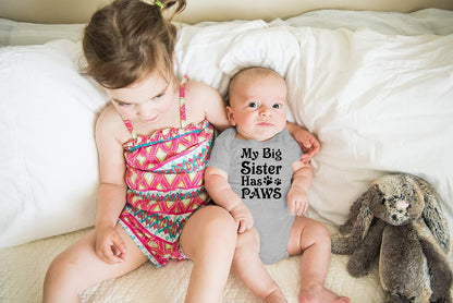 My Big Sister Has Paws Baby Bodysuit Cute Newborn Girl Outfits Funny Romper Baby Boy Clothes