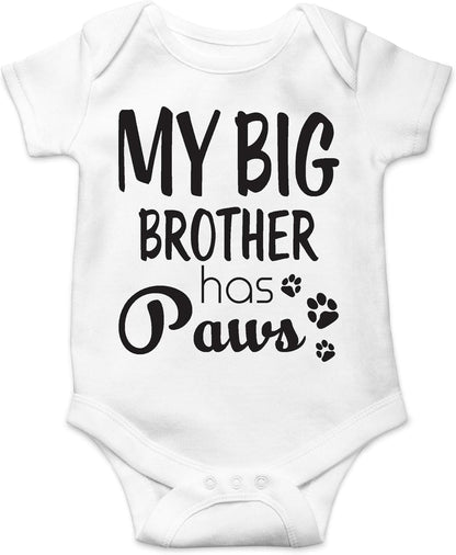 My Big Brother Has Paws Baby Bodysuit Funny Newborn Outfit Cut Boy Girl Infant Clothes Romper