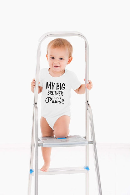 My Big Brother Has Paws Baby Bodysuit Funny Newborn Outfit Cut Boy Girl Infant Clothes Romper