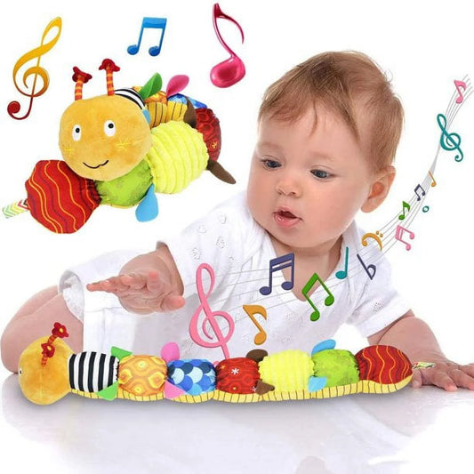 Baby  Musical Caterpillar Plush Toy with Rattle Crinkle Squeaker,Tummy Time  for 0-3-6-12 Months Boys Girls