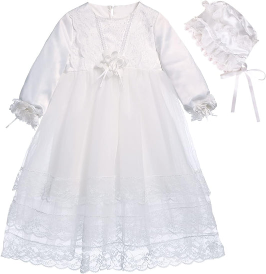 Baptism Dress for Girls Baby Girls' Christening Clothing Lace Gown Dress White Blessing Outfits First Communion Dress