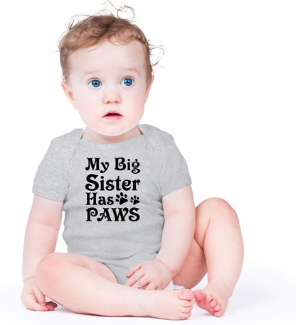 My Big Sister Has Paws Baby Bodysuit Cute Newborn Girl Outfits Funny Romper Baby Boy Clothes